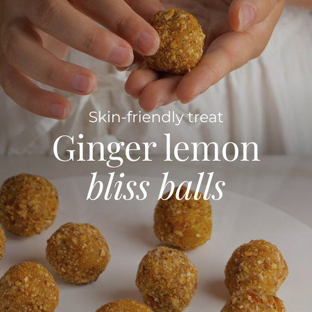 Skin friendly treat - ginger lemon bliss balls